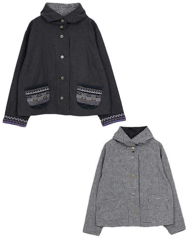 綿麻リバーシブルフーディージャケット / BEH01054WA