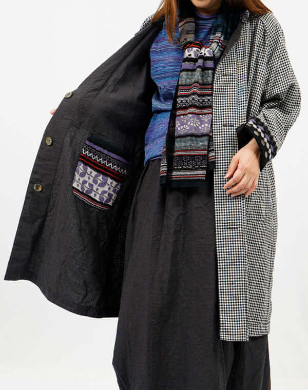 綿麻リバーシブルロングコート / BEH01055WA