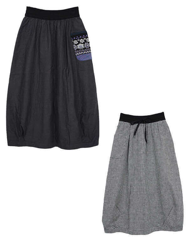 綿麻リバーシブルバルーンスカート / BEH01056WA