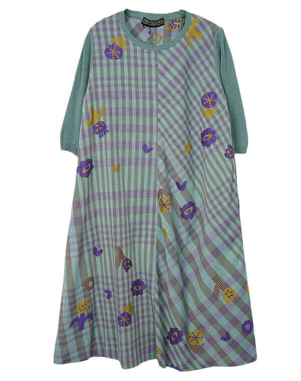 
                  
                    Load image into Gallery viewer, つぼみチェック切替ワンピース / BEH01064WA
                  
                