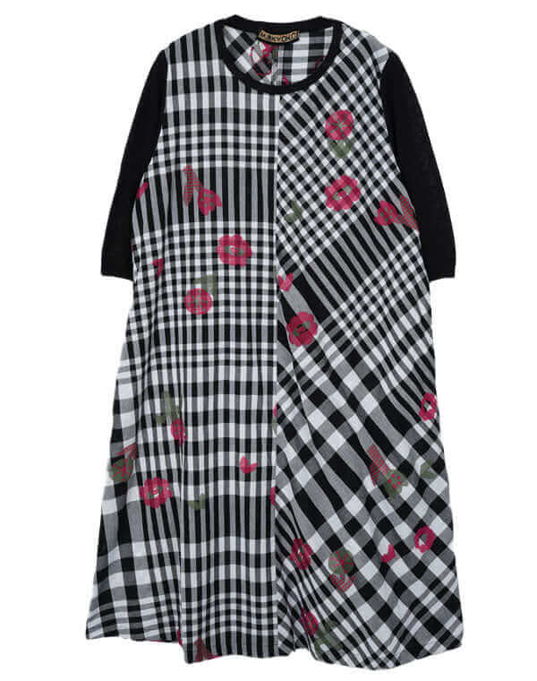 
                  
                    Load image into Gallery viewer, つぼみチェック切替ワンピース / BEH01064WA
                  
                