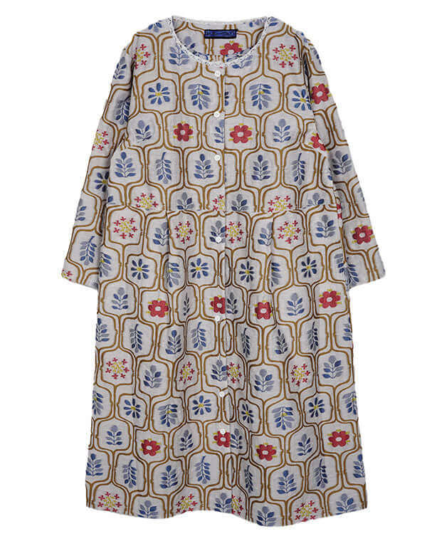 
                  
                    Load image into Gallery viewer, リーフ柄ジャカード前開きワンピース / BEH01070WA
                  
                