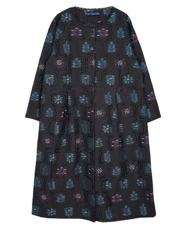 
                  
                    Load image into Gallery viewer, リーフ柄ジャカード前開きワンピース / BEH01070WA
                  
                