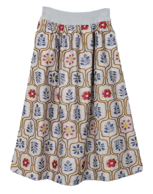 
                  
                    Load image into Gallery viewer, リーフ柄ジャカードフレアスカート / BEH01071WA
                  
                