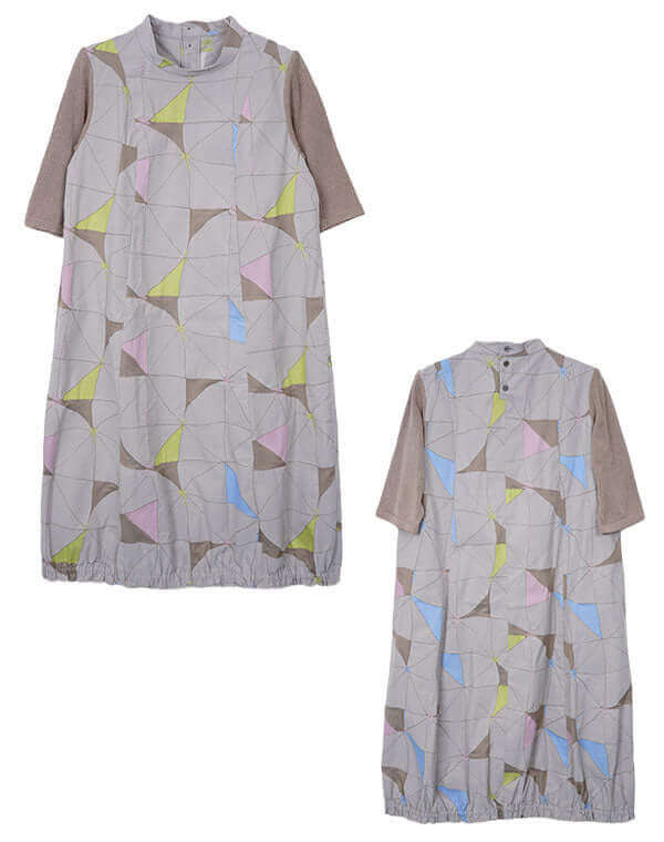 ハイカウントタイル柄ワンピース / BEH01079WA