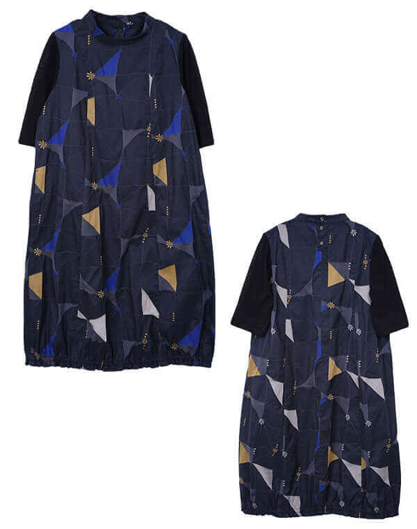 
                  
                    Load image into Gallery viewer, ハイカウントタイル柄ワンピース / BEH01079WA
                  
                