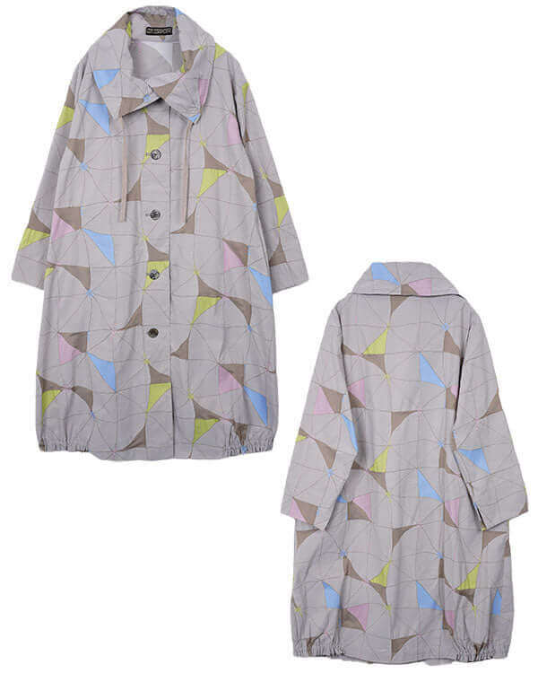 
                  
                    Load image into Gallery viewer, ハイカウントタイル柄ロングコート / BEH01081WA
                  
                