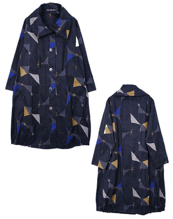 ハイカウントタイル柄ロングコート / BEH01081WA