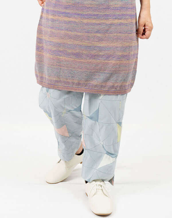 ハイカウントタイル柄テーパードパンツ / BEH01082WA