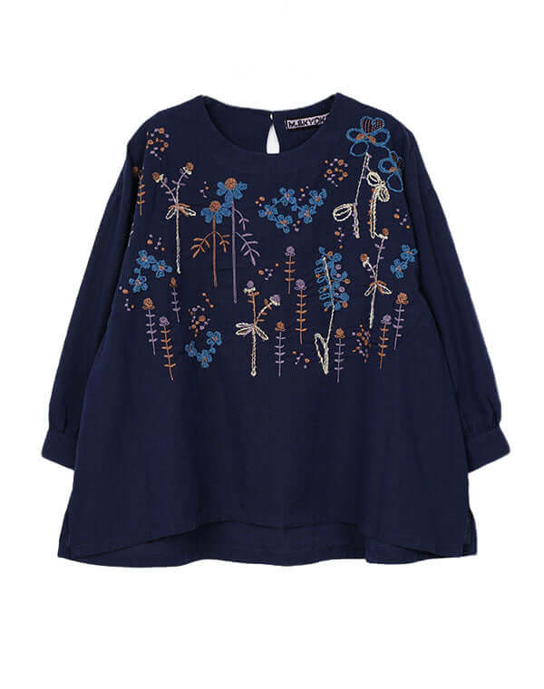 
                  
                    Load image into Gallery viewer, 綿麻シャンブレー刺繍ブラウス / BEH01091WA
                  
                