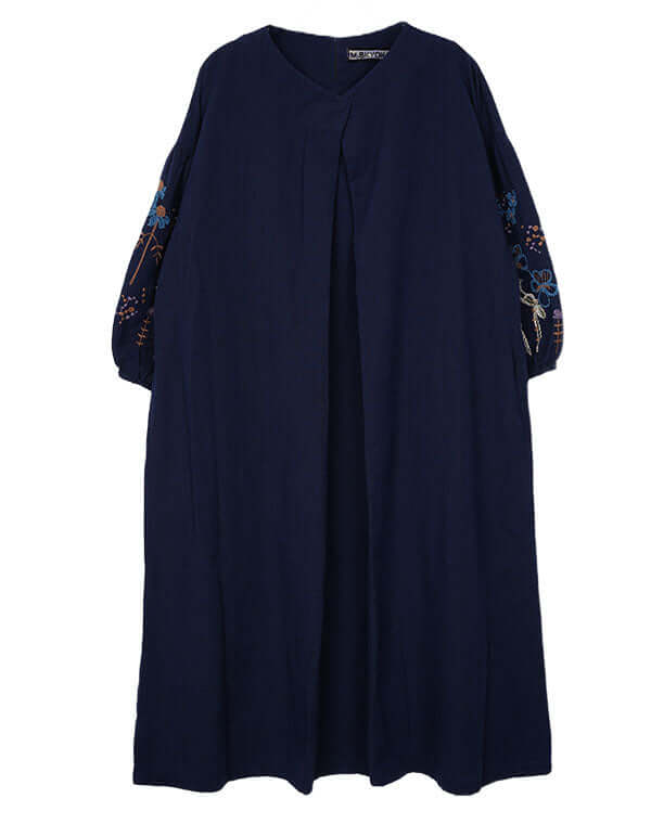 
                  
                    Load image into Gallery viewer, 綿麻シャンブレー袖刺繍ワンピース / BEH01093WA
                  
                