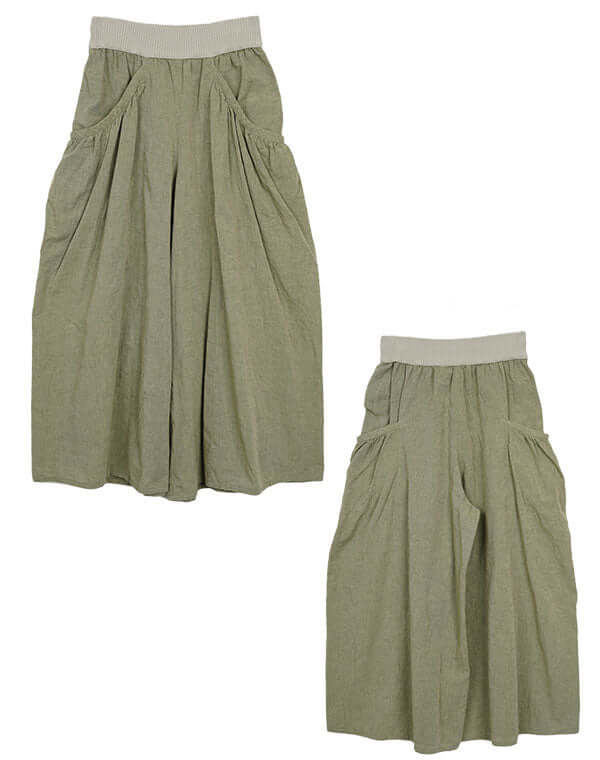 
                  
                    Load image into Gallery viewer, 綿麻シャンブレーギャザーパンツ / BEH01094WA
                  
                