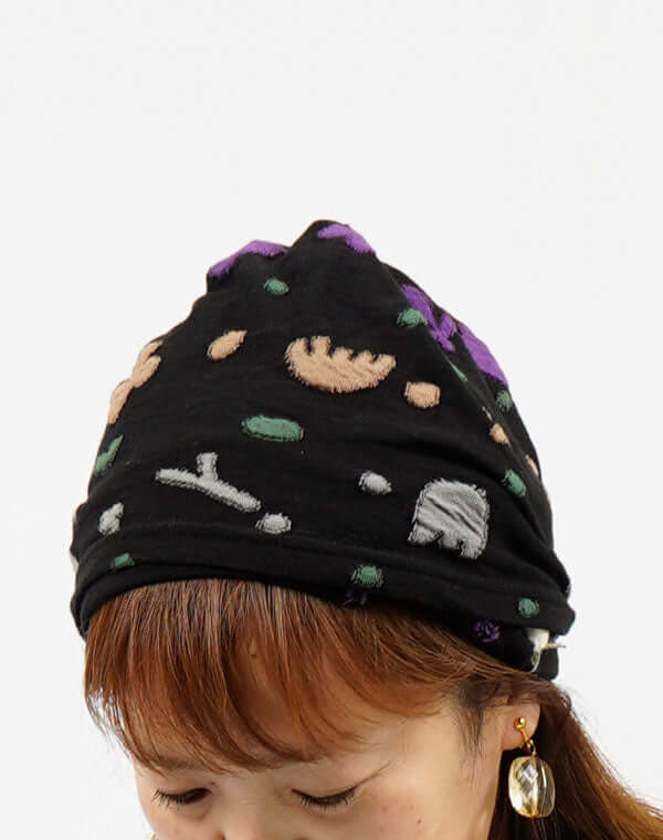 ガーデン柄ジャージースヌード帽子 / BEH01103WA