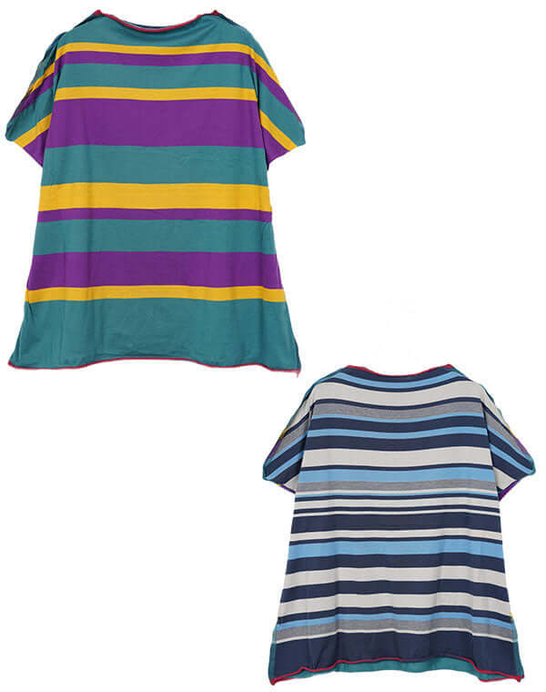 前後切替ボーダーフレンチスリーブTシャツ / BEH01105WA