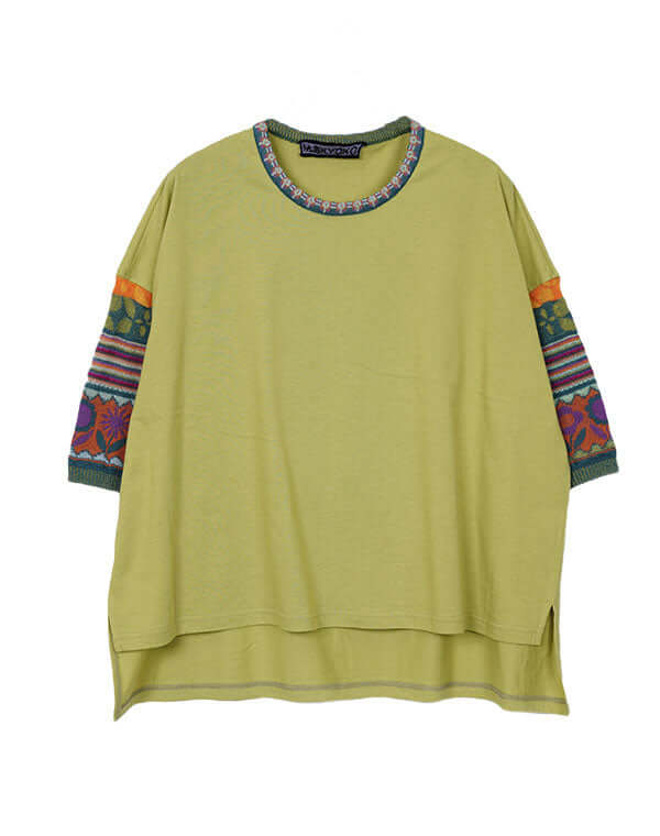 
                  
                    Load image into Gallery viewer, ジャカードニットワイドTシャツ / BEH01106WA
                  
                