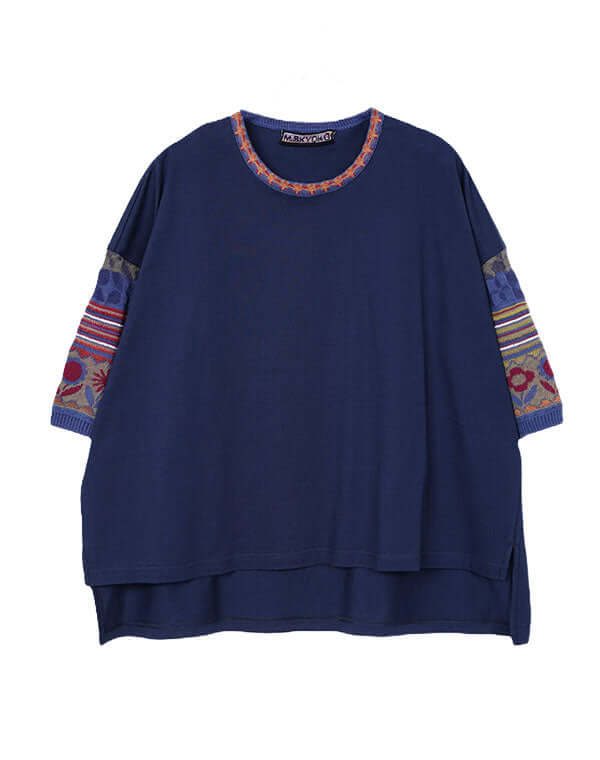 
                  
                    Load image into Gallery viewer, ジャカードニットワイドTシャツ / BEH01106WA
                  
                