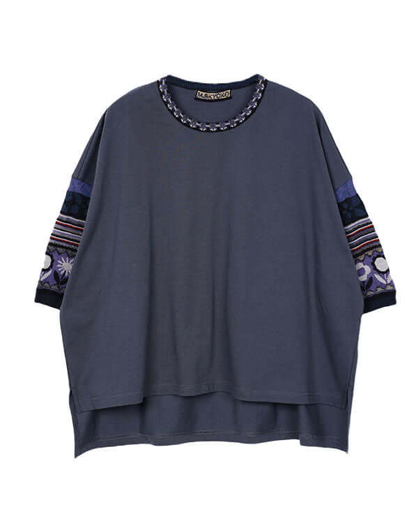 
                  
                    Load image into Gallery viewer, ジャカードニットワイドTシャツ / BEH01106WA
                  
                