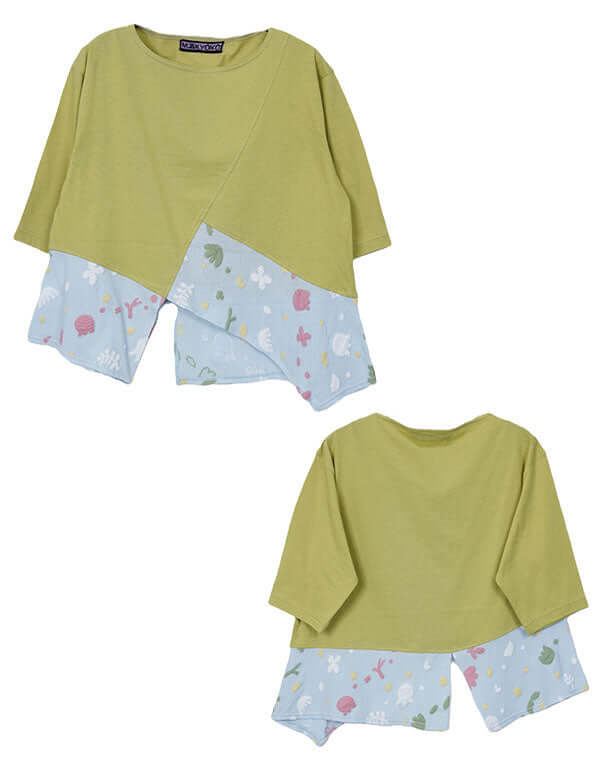 
                  
                    Load image into Gallery viewer, ガーデン柄切替Tシャツ / BEH01108WA
                  
                