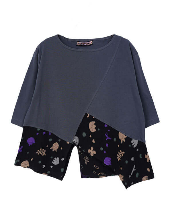 
                  
                    Load image into Gallery viewer, ガーデン柄切替Tシャツ / BEH01108WA
                  
                