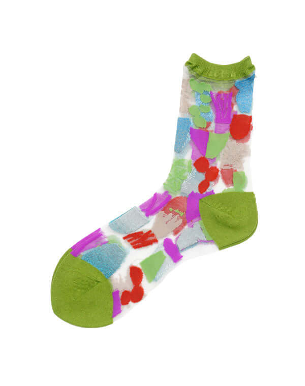 
                  
                    Load image into Gallery viewer, サボテン柄シースルーソックス / BEH01121WA
                  
                