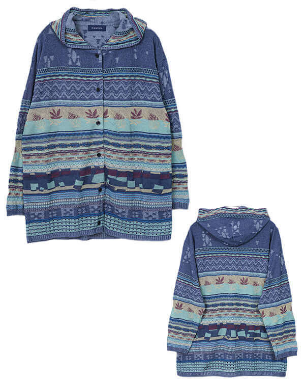 
                  
                    Load image into Gallery viewer, MIXジャカードフード付きカーディガン / BEH07003WA
                  
                