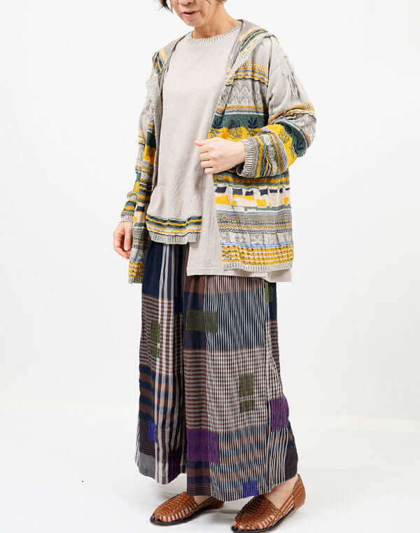 
                  
                    Load image into Gallery viewer, MIXジャカードフード付きカーディガン / BEH07003WA
                  
                