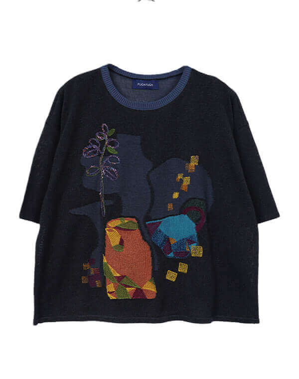 
                  
                    Load image into Gallery viewer, メシィカフェ柄刺繍入りプルオーバー / BEH07008WA
                  
                