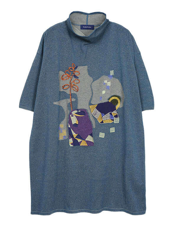 
                  
                    Load image into Gallery viewer, メシィカフェ柄刺繍入りチュニック / BEH07009WA
                  
                