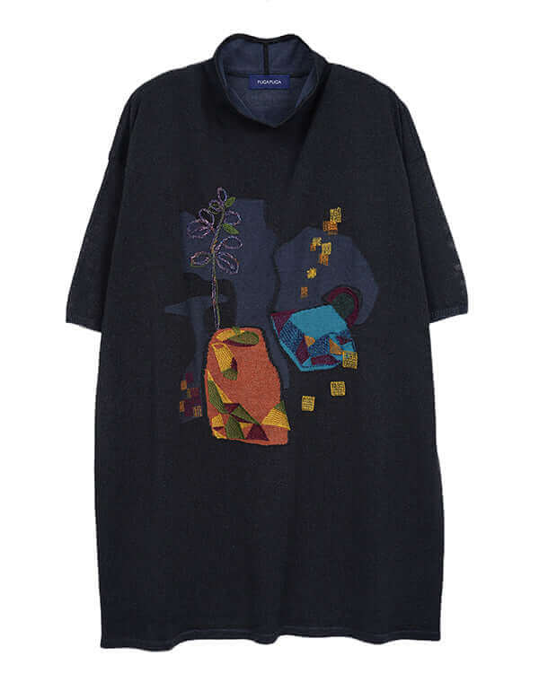 
                  
                    Load image into Gallery viewer, メシィカフェ柄刺繍入りチュニック / BEH07009WA
                  
                