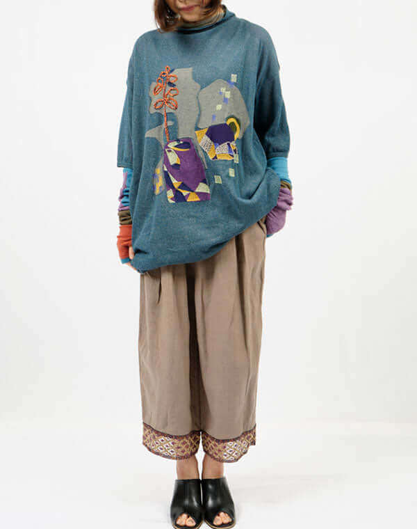 
                  
                    Load image into Gallery viewer, メシィカフェ柄刺繍入りチュニック / BEH07009WA
                  
                