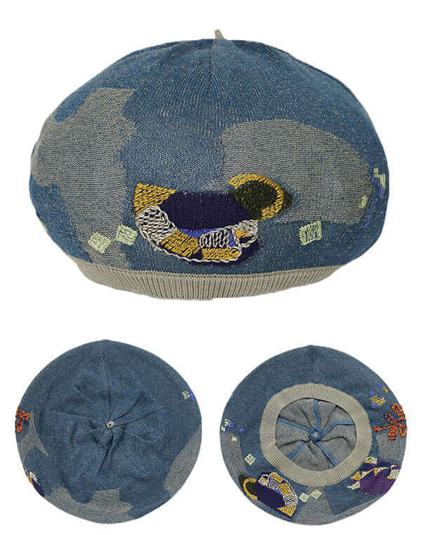 
                  
                    Load image into Gallery viewer, メシィカフェ柄刺繍入りベレー帽 / BEH07011WA
                  
                