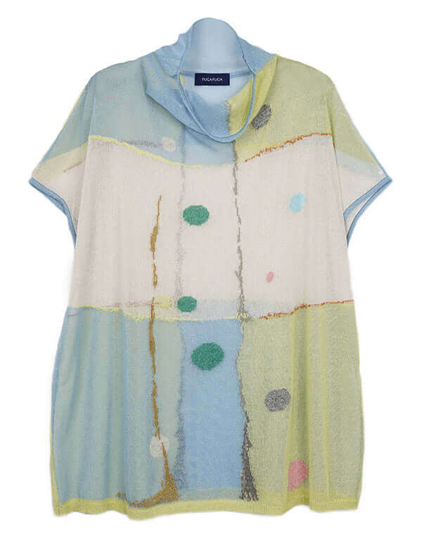 カラータッチ柄ロングベスト / BEH07014WA