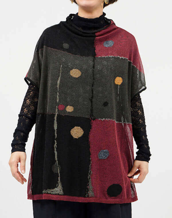 カラータッチ柄ロングベスト / BEH07014WA