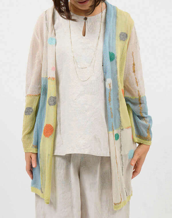 
                  
                    Load image into Gallery viewer, カラータッチ柄ロングカーディガン / BEH07015WA
                  
                