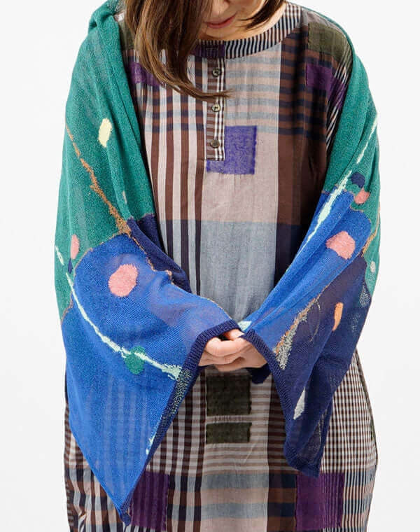 カラータッチ柄ショール / BEH07017WA