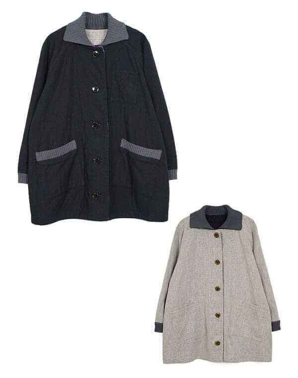 
                  
                    Load image into Gallery viewer, 綿麻リバーシブルニット使いミドルコート / BEH07034WA
                  
                