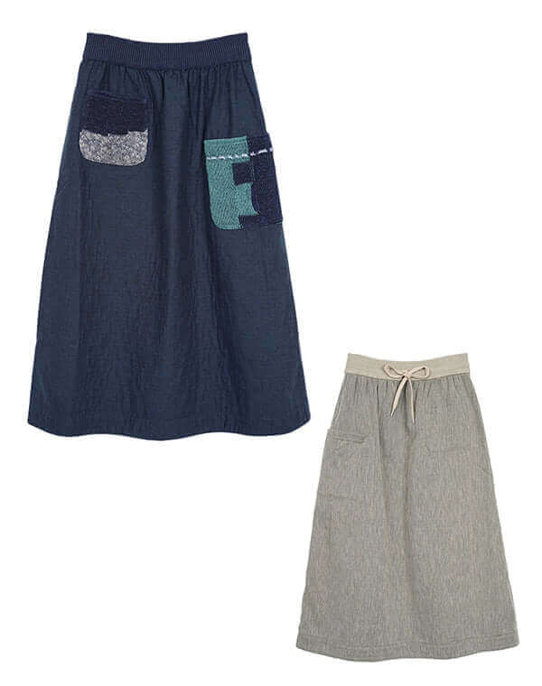 
                  
                    Load image into Gallery viewer, 綿麻リバーシブルニット使いスカート / BEH07035WA
                  
                