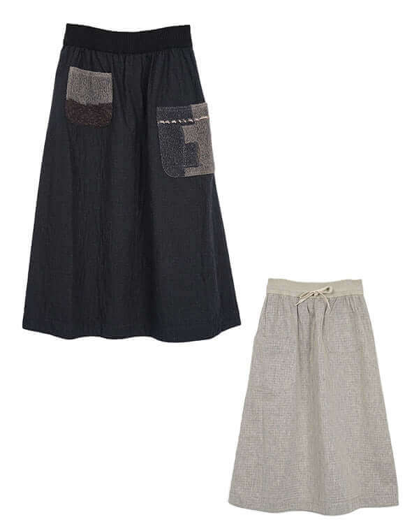 
                  
                    Load image into Gallery viewer, 綿麻リバーシブルニット使いスカート / BEH07035WA
                  
                