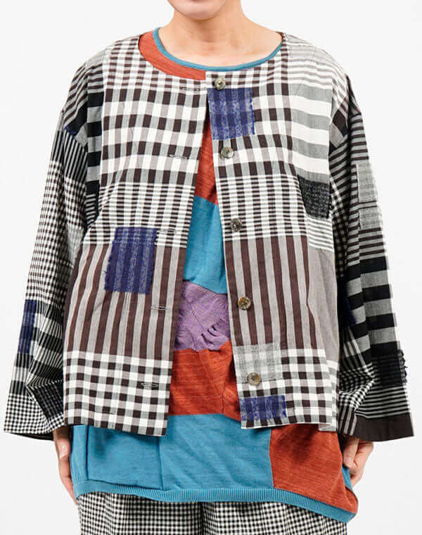 チェックウールドビーカーディガン / BEH07039WA