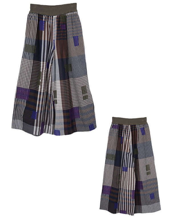 チェックウールドビーワイドパンツ / BEH07040WA