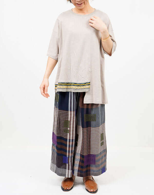 
                  
                    Load image into Gallery viewer, チェックウールドビーワイドパンツ / BEH07040WA
                  
                