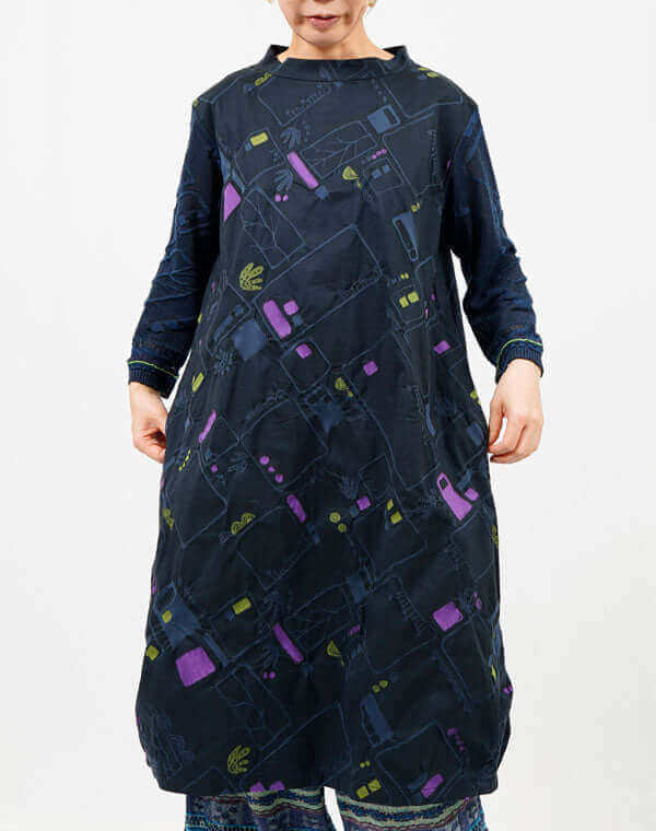 ガーデニング柄ニットスリーブワンピース / BEH07046WA