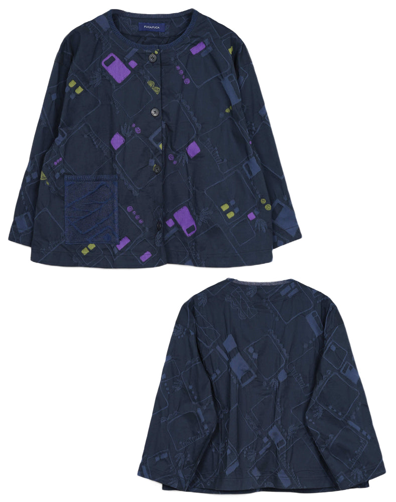 ガーデニング柄ニット使いジャケット / BEH07047WA