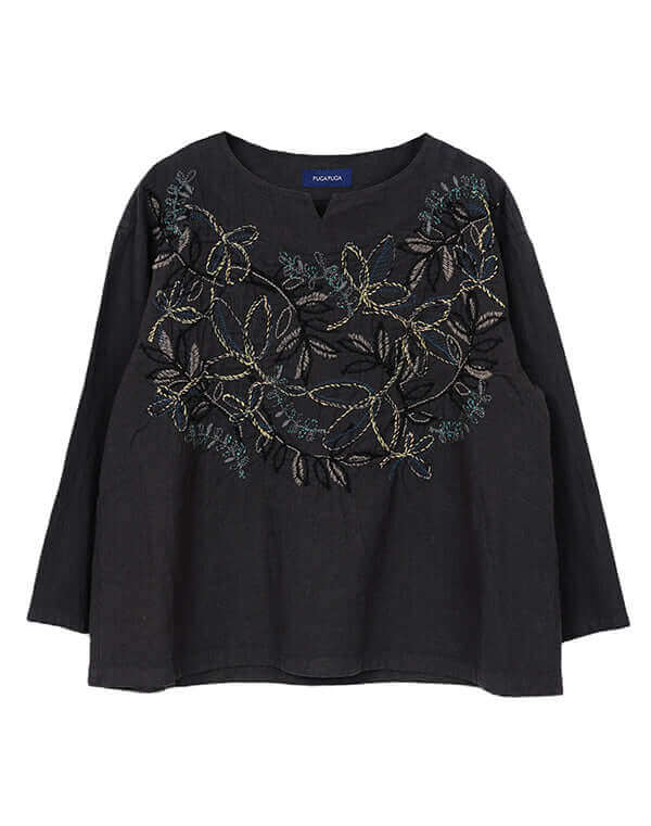 
                  
                    Load image into Gallery viewer, 製品染めリーフ刺繍入りブラウス / BEH07051WA
                  
                