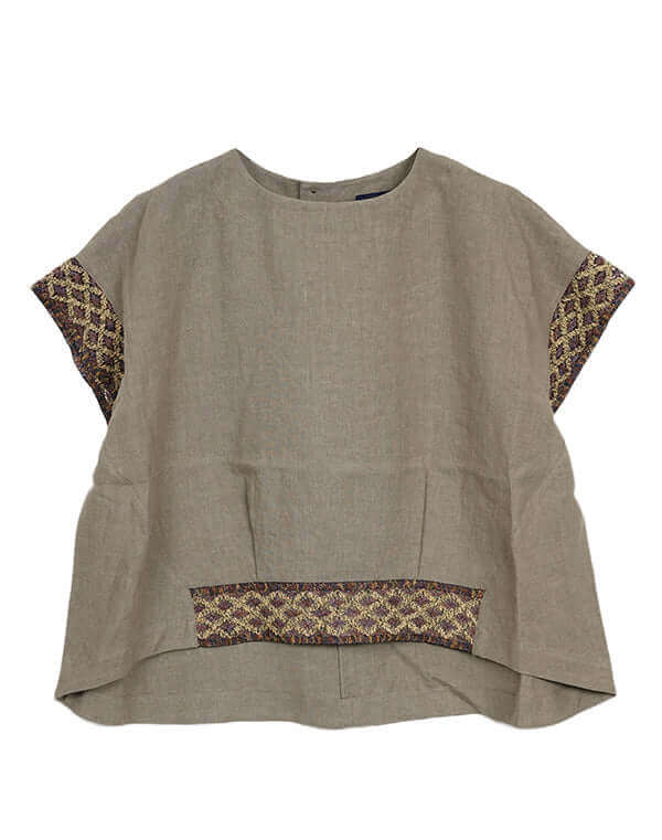 レース付きリネンプルオーバー / BEH07055WA