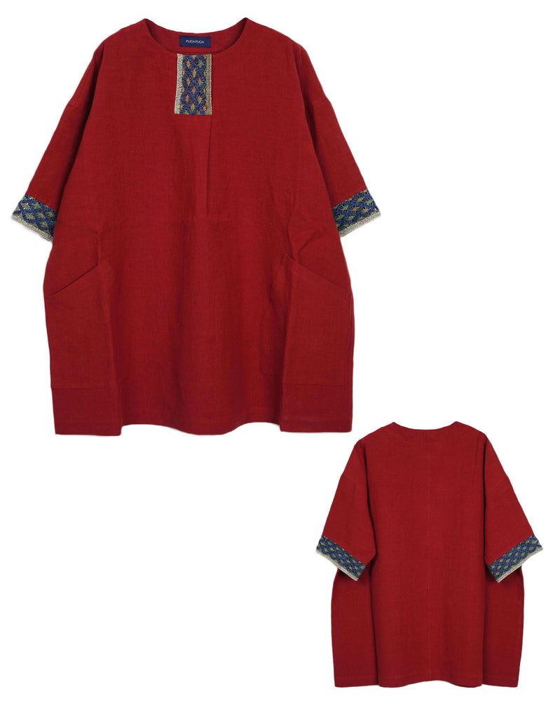 レース付きリネンチュニック / BEH07056WA