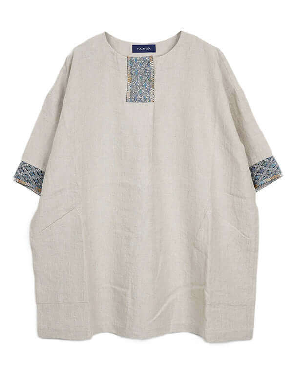 
                  
                    Load image into Gallery viewer, レース付きリネンチュニック / BEH07056WA
                  
                