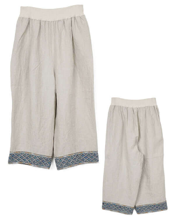 レース付きリネンストレートパンツ / BEH07058WA