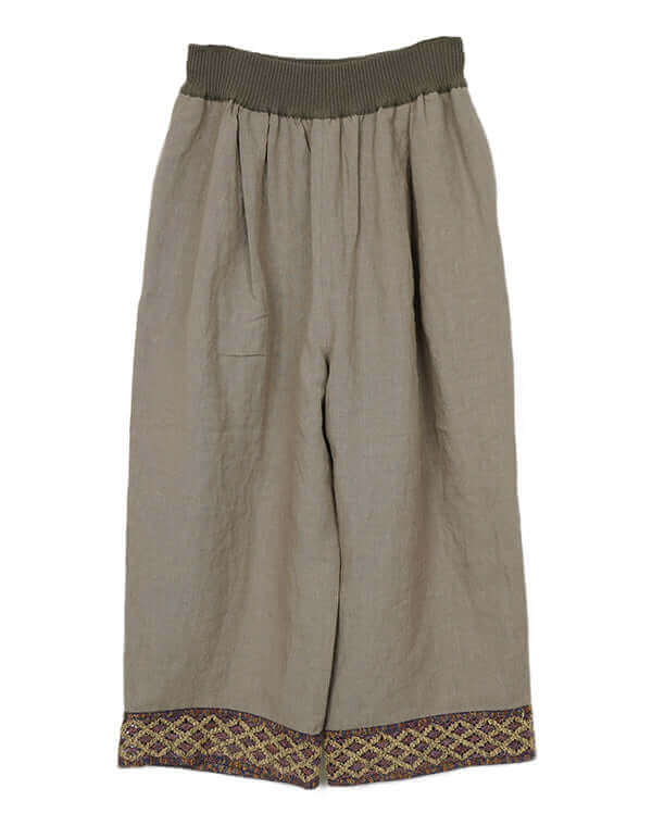 
                  
                    Load image into Gallery viewer, レース付きリネンストレートパンツ / BEH07058WA
                  
                