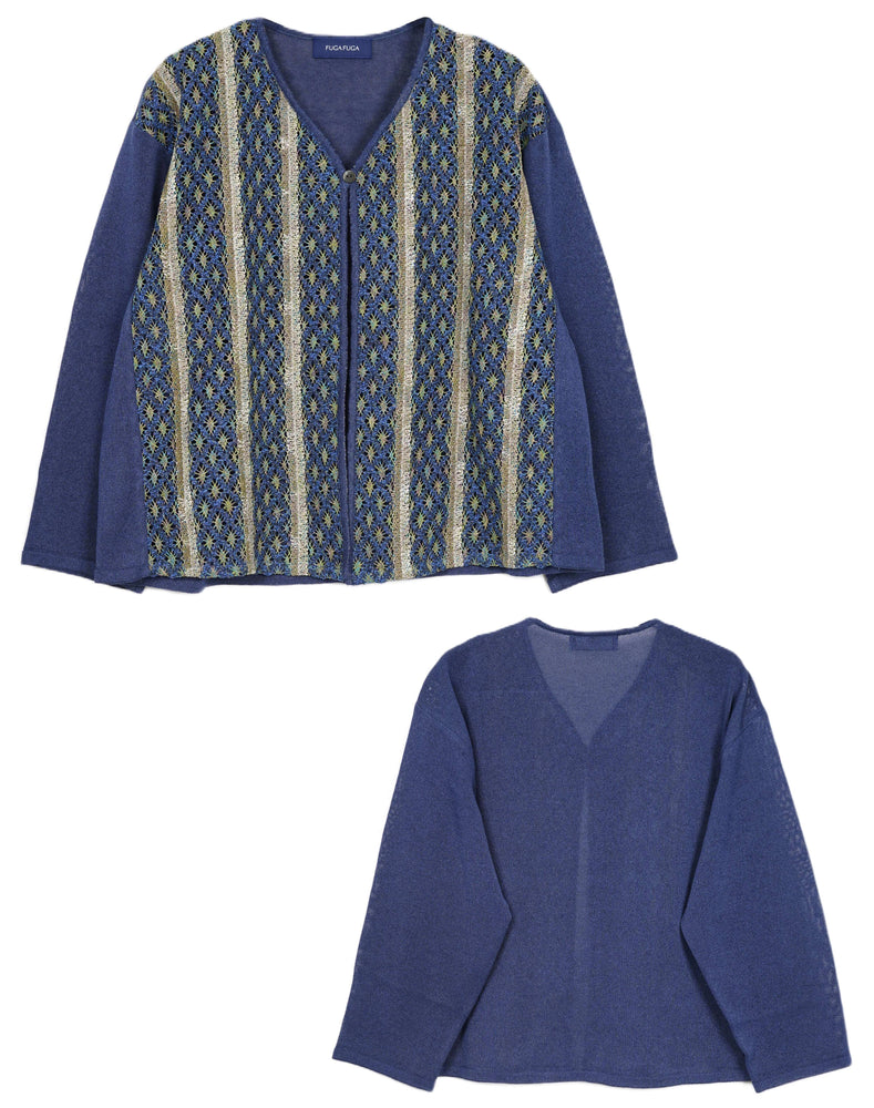 
                  
                    Load image into Gallery viewer, レース使いニットカーディガン / BEH07063WA
                  
                